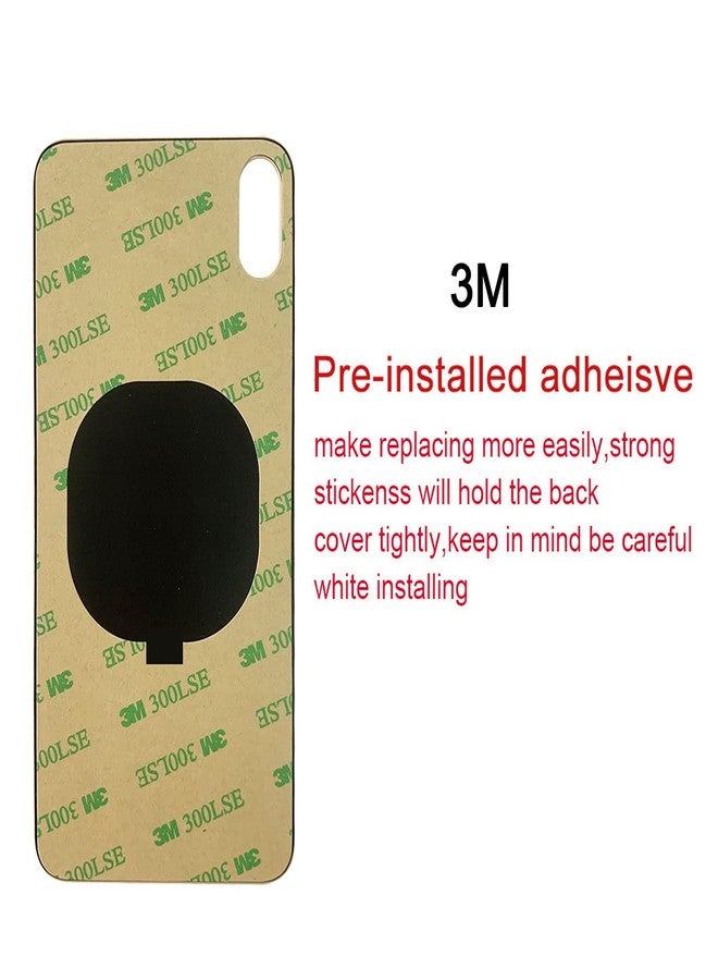 Perzework زجاج خلفي بديل أصلي من بيرز وورك لهاتف آيفون Xs ماكس 6.5 بوصة مع مجموعة أدوات إصلاح ومادة لاصقة مثبتة مسبقًا (فضي) - Image 3